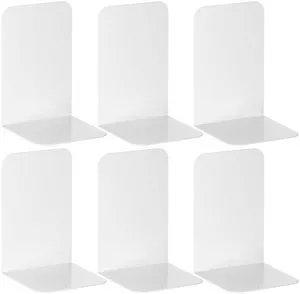 Bookends 3 Pairs, White Metal Book Ends, Bookends for Shelves, Book Stopper for Heavy Books, Book Dividers for Home Office Bookends 3 Pairs, White Metal Book Ends, Bookends for Shelves, Book Stopper for Heavy Books, Book Dividers for Home Office