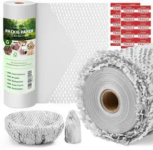 Honeycomb Packing Paper, 12" x 200' Packing Paper Substitute Alternative for Bubble Cushioning Wrap for Moving Shipping Packaging, Recyclable Moving Supplies Bubble Packing Wrap Roll-White Honeycomb Packing Paper, 12" x 200' Packing Paper Substitute Alternative for Bubble Cushioning Wrap for Moving Shipping Packaging, Recyclable Moving Supplies Bubble Packing Wrap Roll-White
