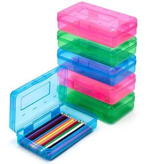 Plastic Pencil Box with Snap-tight Lid, (Blue/Green/Pink) 6Pack Kid Hard Pencil Case,Small Art Craft Storage Containers,School Supplies Box for Boys,Girls Plastic Pencil Box with Snap-tight Lid, (Blue/Green/Pink) 6Pack Kid Hard Pencil Case,Small Art Craft Storage Containers,School Supplies Box for Boys,Girls