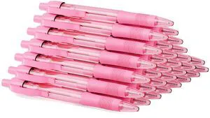 Pens Bulk, 30 Pack No Bleed Pink Ink Click Pens with Soft Grip, Wholesale Retractable Ballpoint Pens for Office School, Medium Point Smooth 1.0MM Pens Bulk, 30 Pack No Bleed Pink Ink Click Pens with Soft Grip, Wholesale Retractable Ballpoint Pens for Office School, Medium Point Smooth 1.0MM