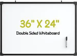 36" x 24" Magnetic Double-Sided Dry Erase Board, Aluminum Frame Double-sided magnetic surface, Aluminum Frame White Board for Wall, Smooth easy write & wipe, Hanging for home office 36" x 24" Magnetic Double-Sided Dry Erase Board, Aluminum Frame Double-sided magnetic surface, Aluminum Frame White Board for Wall, Smooth easy write & wipe, Hanging for home office