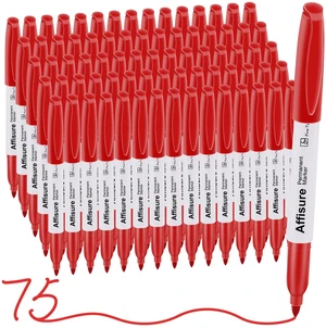 Red Permanent Markers Bulk, 75 Count, Quick Drying and Fade Resistant, Fine Point Marker works on Paper, Plastic, Metal, Wood, Perfect for Classroom, Home, Office Red Permanent Markers Bulk, 75 Count, Quick Drying and Fade Resistant, Fine Point Marker works on Paper, Plastic, Metal, Wood, Perfect for Classroom, Home, Office