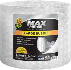 Max Strength Bubble Cushioning Wrap for Moving & Shipping, 60 ft Large Bubble Packing Wrap, Heavy-Duty Protection, Mailing & Packaging Boxes, Clear Roll Moving Supplies, Perforated Every 12 in Max Strength Bubble Cushioning Wrap for Moving & Shipping, 60 ft Large Bubble Packing Wrap, Heavy-Duty Protection, Mailing & Packaging Boxes, Clear Roll Moving Supplies, Perforated Every 12 in