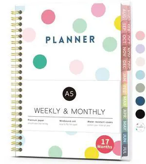 17 Month Academic Planner 2026-2027, Aug 2026-Dec 2027, 6.3"x8.4" Calendar Planner Weekly and Monthly, Daily Agenda Book, College School Supplies for Student Teacher, A5 Size, Polka Dot Style 17 Month Academic Planner 2026-2027, Aug 2026-Dec 2027, 6.3"x8.4" Calendar Planner Weekly and Monthly, Daily Agenda Book, College School Supplies for Student Teacher, A5 Size, Polka Dot Style