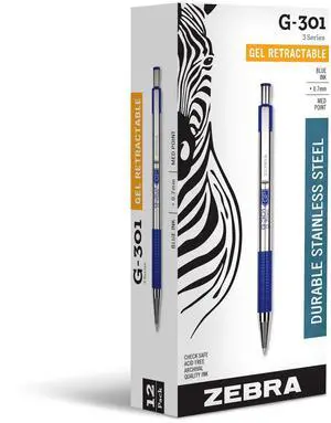 STEEL G-301 Retractable Gel Pen, Blue Ink, 0.7mm, 12-Pack Stainless Steel Barrel, Textured Grip, Easy-Glide Smooth, Skipless Ink, Fine Point Tip, Professional Design (41320AMZ) STEEL G-301 Retractable Gel Pen, Blue Ink, 0.7mm, 12-Pack Stainless Steel Barrel, Textured Grip, Easy-Glide Smooth, Skipless Ink, Fine Point Tip, Professional Design (41320AMZ)