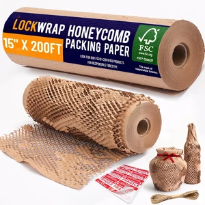 Honeycomb Packing Paper For Moving 12" x 200ft With Rope & Fragile Stickers Eco Friendly Shipping & Moving Paper Wrap For Packing Dishes | Bubble Wrap & Packing Materials Certified FSC C204227 Honeycomb Packing Paper For Moving 12" x 200ft With Rope & Fragile Stickers Eco Friendly Shipping & Moving Paper Wrap For Packing Dishes | Bubble Wrap & Packing Materials Certified FSC C204227