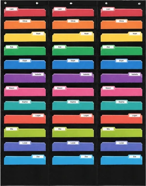 36 Pocket File Pocket Chart, Black, 42" Wide x 55" Tall Versatile Wall Hanging File Folder Organizer for Classrooms, Offices, Home, and More - Wall Folder Organizer 36 Pocket File Pocket Chart, Black, 42" Wide x 55" Tall Versatile Wall Hanging File Folder Organizer for Classrooms, Offices, Home, and More - Wall Folder Organizer