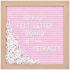 Felt Letter Board with 294 Letters, 10 x 10 Inch, Pink & Wood Changeable Message Board, Wooden Frame, Wall Mount, Numbers, Symbols, Classroom Decor, Office Supplies, Custom Sign Felt Letter Board with 294 Letters, 10 x 10 Inch, Pink & Wood Changeable Message Board, Wooden Frame, Wall Mount, Numbers, Symbols, Classroom Decor, Office Supplies, Custom Sign