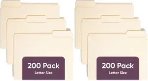 File Folders Letter Sized,1/3-Cut Tab,Assorted Positions,Letter Size Manila Folders,200 Per Box,(Pack of 2) File Folders Letter Sized,1/3-Cut Tab,Assorted Positions,Letter Size Manila Folders,200 Per Box,(Pack of 2)