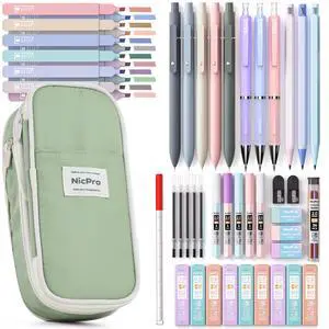 School Supplies Stationary Set with Pencil Case, 50 PCS Green Back to Schoo Supplies, Pen Case with 12 Highlighter, 5 Gel Pen, 6 Mechanical Pencil, Essentials for College, Nursing Student School Supplies Stationary Set with Pencil Case, 50 PCS Green Back to Schoo Supplies, Pen Case with 12 Highlighter, 5 Gel Pen, 6 Mechanical Pencil, Essentials for College, Nursing Student