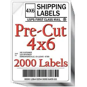 Pre-Cut 4x6 Shipping Labels | Work on Most Inkjet and Laser Printers | Just Load & Print | USPS UPS FedEx for Home Printers | 2000 Pack Pre-Cut 4x6 Shipping Labels | Work on Most Inkjet and Laser Printers | Just Load & Print | USPS UPS FedEx for Home Printers | 2000 Pack
