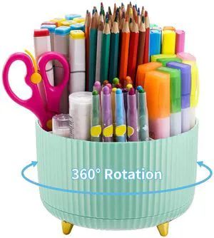 Desk Organizer, 360-Degree Rotating Pen Holder, Desk Organizers and Accessories with 5 Compartments Pencil Holder, Art Supply Storage Box Caddy for Office, Home (Mint Green) Desk Organizer, 360-Degree Rotating Pen Holder, Desk Organizers and Accessories with 5 Compartments Pencil Holder, Art Supply Storage Box Caddy for Office, Home (Mint Green)