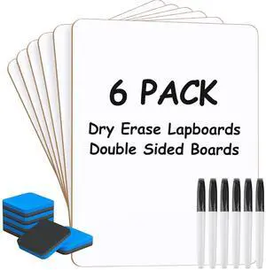 Double Sided Dry Erase Board, 9'' x 12'' Small White Board, 6 Pack Reusable Double Sided Surface, Easy to Write and Erase, Portable Small Learning Board, Includes 6 Markers and 6 Erasers Double Sided Dry Erase Board, 9'' x 12'' Small White Board, 6 Pack Reusable Double Sided Surface, Easy to Write and Erase, Portable Small Learning Board, Includes 6 Markers and 6 Erasers