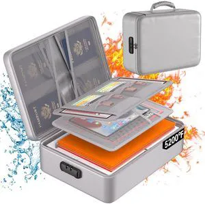 5200°F Fireproof Document Organizer Box with Lock, Silver (Soft) Heat Insulated 8 Layers File Protection Bag,Water-Resistant Zipper,Portable Home Office Travel Safe Storage for Files,Laptop 5200°F Fireproof Document Organizer Box with Lock, Silver (Soft) Heat Insulated 8 Layers File Protection Bag,Water-Resistant Zipper,Portable Home Office Travel Safe Storage for Files,Laptop