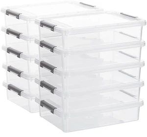 10PC Storage Bins with Lids, Stackable Plastic Box, Paper Storage Clear Storage Containers Stack to Save Space, Craft Organizer & Photo Storage Bins keep Board Game, Paper and Photos Sorted 10PC Storage Bins with Lids, Stackable Plastic Box, Paper Storage Clear Storage Containers Stack to Save Space, Craft Organizer & Photo Storage Bins keep Board Game, Paper and Photos Sorted