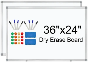 White Board 36" x 24" Dry Erase Board for Wall Whiteboard 3' x 2' (2 Pack) Magnetic Presentation Board with Long Pen Tray, Wall-Mounted White Boards for Home, Office and School White Board 36" x 24" Dry Erase Board for Wall Whiteboard 3' x 2' (2 Pack) Magnetic Presentation Board with Long Pen Tray, Wall-Mounted White Boards for Home, Office and School