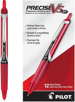 Precise V5 RT Rollerball Pens, Red, Pack of 12 Precise V5 RT Rollerball Pens, Red, Pack of 12