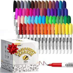 60 Colors Permanent Markers Fine Point, Art Coloring & Crafts & Mark Assorted Vibrant Colors, Quick-Drying Waterproof, Long-Lasting, Work on Paper Posters Plastic Fabric Drawing, School & Office 60 Colors Permanent Markers Fine Point, Art Coloring & Crafts & Mark Assorted Vibrant Colors, Quick-Drying Waterproof, Long-Lasting, Work on Paper Posters Plastic Fabric Drawing, School & Office
