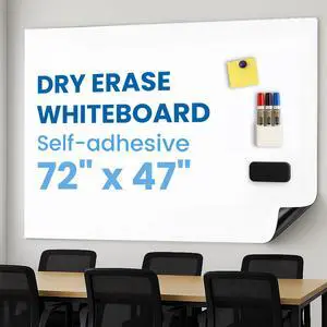 Magnetic Whiteboard Contact Paper 72" x 48", Self-Adhesive Magnetic Dry Erase White Board Sticker for Wall, Peel and Stick Wallpaper, Easy to Write and Clean for Home Playroom Office Magnetic Whiteboard Contact Paper 72" x 48", Self-Adhesive Magnetic Dry Erase White Board Sticker for Wall, Peel and Stick Wallpaper, Easy to Write and Clean for Home Playroom Office