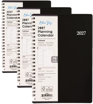2027 Weekly and Monthly Planner Calendar, Includes January 2027 - December 2027, 5" x 8", Flexible Cover, Wirebound, Laminated Tabs, Enterprise (Pack of 3) 2027 Weekly and Monthly Planner Calendar, Includes January 2027 - December 2027, 5" x 8", Flexible Cover, Wirebound, Laminated Tabs, Enterprise (Pack of 3)