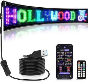 Large Programmable LED Sign, 37''x8'' Flexible Indoor LED Store Sign with Remote, Scrolling Bluetooth APP Control Custom Text Pattern Animation digital Display for Store School Hotel Large Programmable LED Sign, 37''x8'' Flexible Indoor LED Store Sign with Remote, Scrolling Bluetooth APP Control Custom Text Pattern Animation digital Display for Store School Hotel