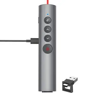Aluminum Alloy Presentation Clicker with Red Laser Pointer 2in1 USB/Type C Receiver Wireless Presenter Remote PowerPoint Clicker for Computer Laptop/PPT/Google Slides/Windows/Mac Aluminum Alloy Presentation Clicker with Red Laser Pointer 2in1 USB/Type C Receiver Wireless Presenter Remote PowerPoint Clicker for Computer Laptop/PPT/Google Slides/Windows/Mac
