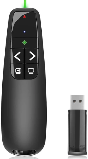 Presentation Clicker for PowerPoint, Wireless Presenter Remote with Laser Ergonomic PowerPoint Remote Clicker with Green Laser Pointer for Computer Laptop/Windows/Mac/PPT/Google Slides Advancer Presentation Clicker for PowerPoint, Wireless Presenter Remote with Laser Ergonomic PowerPoint Remote Clicker with Green Laser Pointer for Computer Laptop/Windows/Mac/PPT/Google Slides Advancer