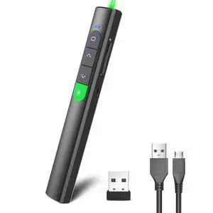 Wireless Presentation Clicker PowerPoint Presenter Remote: Rechargeable Green Laser Pointer Clickers for Computer/Mac/PPT/Slideshow/Google Slide Advancer Wireless Presentation Clicker PowerPoint Presenter Remote: Rechargeable Green Laser Pointer Clickers for Computer/Mac/PPT/Slideshow/Google Slide Advancer
