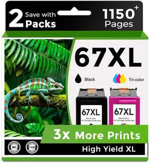 67XL Ink Cartridges Black/Color Combo Pack Replacement for HP 67 Ink XL For 2827e hp67xl hp67 2700 2700e 2752 2742e 2755 2755e 4100 4100e 2855 4227e 4155 6000 6055e 6400 6458 6455e Printer 2 Pack 67XL Ink Cartridges Black/Color Combo Pack Replacement for HP 67 Ink XL For 2827e hp67xl hp67 2700 2700e 2752 2742e 2755 2755e 4100 4100e 2855 4227e 4155 6000 6055e 6400 6458 6455e Printer 2 Pack