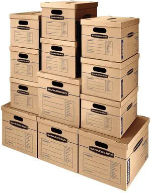 Classic Moving Box 12 Pack Kit, Reinforced Handles, Tape-Free Assembly, Box with Lid, 8 Small and 4 Medium Boxes (7716401) Classic Moving Box 12 Pack Kit, Reinforced Handles, Tape-Free Assembly, Box with Lid, 8 Small and 4 Medium Boxes (7716401)