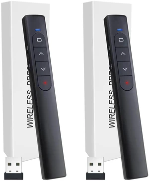 (2 Units) Wireless PowerPoint Presentation Clicker with Red Laser Presenter Remote, Hyperlink & Volume Control, Compatible with Mac/Windows, Works with PowerPoint, Keynote, and Google Slides (2 Units) Wireless PowerPoint Presentation Clicker with Red Laser Presenter Remote, Hyperlink & Volume Control, Compatible with Mac/Windows, Works with PowerPoint, Keynote, and Google Slides