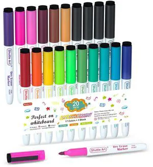 20 Pack Dry Erase Markers 17 Colors Plus 3 Black Fine Tip Smooth Fine-Point Writing, Clean Dry Wipe Ink, Non-toxic Low-Odor, Perfect for Whiteboards, Classroom & Office Daily Use 20 Pack Dry Erase Markers 17 Colors Plus 3 Black Fine Tip Smooth Fine-Point Writing, Clean Dry Wipe Ink, Non-toxic Low-Odor, Perfect for Whiteboards, Classroom & Office Daily Use