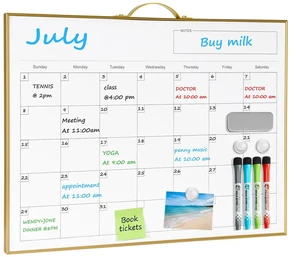 White Board Calendar - 12 X 16 Inches Magnetic Dry Erase Board Monthly Calendar, Double Sided Whiteboard with a Handle, to Do List Notepad for Office, Home, School, Gold Aluminum Frame White Board Calendar - 12 X 16 Inches Magnetic Dry Erase Board Monthly Calendar, Double Sided Whiteboard with a Handle, to Do List Notepad for Office, Home, School, Gold Aluminum Frame