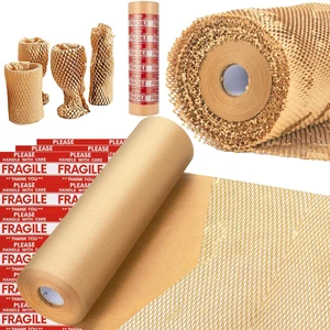 Honeycomb Packing Paper, 15"x500' Eco Friendly Packing Paper for Moving Recyclable Honeycomb Paper Moving Supplies Bubble Paper Wrapping Protective Roll, With 36 Fragile Sticker Labels Honeycomb Packing Paper, 15"x500' Eco Friendly Packing Paper for Moving Recyclable Honeycomb Paper Moving Supplies Bubble Paper Wrapping Protective Roll, With 36 Fragile Sticker Labels