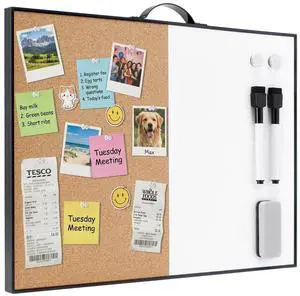 Small Whiteboard Cork-Board - 12" X 16" Portable Aluminum Black Framed Magnetic Dry Erase Board for Wall, Small Bulletin Cork Board with Holder for Office, Home and School Small Whiteboard Cork-Board - 12" X 16" Portable Aluminum Black Framed Magnetic Dry Erase Board for Wall, Small Bulletin Cork Board with Holder for Office, Home and School