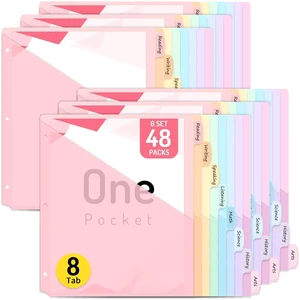 48 Count Dividers for 3 Ring Binder, 8 tabs Binder Dividers Dividers with Pockets, Binder Dividers with Tabs for School Office and Home Organization, Multicolor, 6 Sets 48 Count Dividers for 3 Ring Binder, 8 tabs Binder Dividers Dividers with Pockets, Binder Dividers with Tabs for School Office and Home Organization, Multicolor, 6 Sets