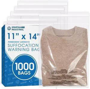 11" X 14" (1000 Count) Self Seal Clear Poly Bags with Suffocation Warning for Packaging, T Shirts - Permanent Adhesive 11" X 14" (1000 Count) Self Seal Clear Poly Bags with Suffocation Warning for Packaging, T Shirts - Permanent Adhesive