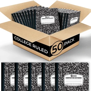 Bulk Composition Notebooks, 50 Pack, College Ruled, Black Marble Bulk Notebooks, 200 Pages (100 Sheets), 9-3/4 x 7-1/2", Hard Cover, Bulk Composition Notebook for School & College Bulk Composition Notebooks, 50 Pack, College Ruled, Black Marble Bulk Notebooks, 200 Pages (100 Sheets), 9-3/4 x 7-1/2", Hard Cover, Bulk Composition Notebook for School & College