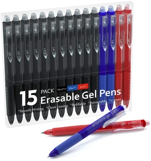 Erasable Gel Pens, 15 Pack Retractable Erasable Pens Clicker, Fine Point, Make Mistakes Disappear, 11 Black 2 Blue 2 Red Inks for School & Office Erasable Gel Pens, 15 Pack Retractable Erasable Pens Clicker, Fine Point, Make Mistakes Disappear, 11 Black 2 Blue 2 Red Inks for School & Office