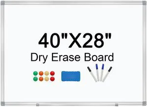 Dry Erase Board for Wall Aluminum Presentation Magnetic Whiteboard with Long Pen Tray, Wall-Mounted White Board for School, Office and Home (40"x28") Dry Erase Board for Wall Aluminum Presentation Magnetic Whiteboard with Long Pen Tray, Wall-Mounted White Board for School, Office and Home (40"x28")