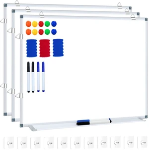 White Board Dry Erase Whiteboard for Wall 24x18 (3pcs) Magnetic Boards for Office Classroom & Home, Small Wall Whiteboard Including 6 Markers, 10 Magnets, 2 Erasers & 15 Adhesive Hooks White Board Dry Erase Whiteboard for Wall 24x18 (3pcs) Magnetic Boards for Office Classroom & Home, Small Wall Whiteboard Including 6 Markers, 10 Magnets, 2 Erasers & 15 Adhesive Hooks