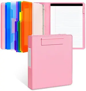 3 Ring Binder Clipboard with Storage, 5 Folders, Pink 3 ring clipboard portfolio combines five expandable folders, a refillable letter size notepad and storage 3 Ring Binder Clipboard with Storage, 5 Folders, Pink 3 ring clipboard portfolio combines five expandable folders, a refillable letter size notepad and storage