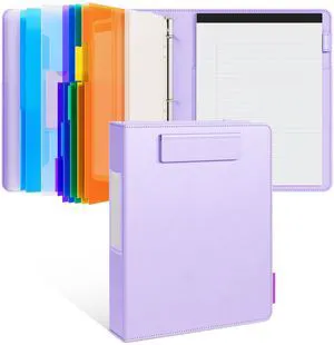 3 Ring Binder Clipboard with Storage, 5 Folders, Purple 3 ring clipboard portfolio combines five expandable folders, a refillable letter size notepad and storage 3 Ring Binder Clipboard with Storage, 5 Folders, Purple 3 ring clipboard portfolio combines five expandable folders, a refillable letter size notepad and storage