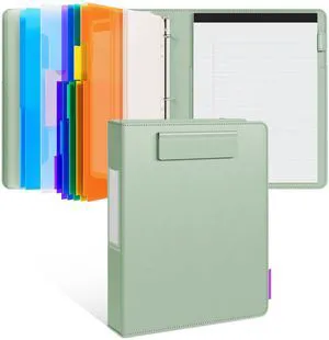 3 Ring Binder Clipboard with Storage, 5 Folders, Grass Green 3 ring clipboard portfolio combines five expandable folders, a refillable letter size notepad and storage 3 Ring Binder Clipboard with Storage, 5 Folders, Grass Green 3 ring clipboard portfolio combines five expandable folders, a refillable letter size notepad and storage