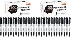 200 Pack Black Permanent Markers, Fine Point Permanent Marker Pens Set Perfect on Plastic, Wood, Stone, Metal and Glass for Doodling, Writing, Marking, Office School Supplies 200 Pack Black Permanent Markers, Fine Point Permanent Marker Pens Set Perfect on Plastic, Wood, Stone, Metal and Glass for Doodling, Writing, Marking, Office School Supplies