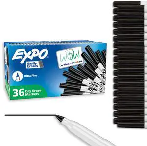 Dry Erase Markers, Low Odor Ink, Black, Ultra Fine Tip, 36 Count Dry Erase Markers, Low Odor Ink, Black, Ultra Fine Tip, 36 Count