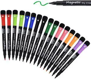 16 Pack Magnetic Dry Erase Markers - Fine Tip (8 Colors) Low Odor Whiteboard Markers for Kids & School, for Whiteboard, Calendar, Refrigerator 16 Pack Magnetic Dry Erase Markers - Fine Tip (8 Colors) Low Odor Whiteboard Markers for Kids & School, for Whiteboard, Calendar, Refrigerator