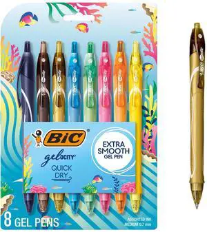 Gelocity Quick Dry Ocean Themed Gel Pen Set, Medium Point, 0.7mm Colored Ink for Note Taking and Journaling, Smear-Resistant Quick-Dry Formula, Full-Length Comfort Grip, 8-Count Gel Pens Gelocity Quick Dry Ocean Themed Gel Pen Set, Medium Point, 0.7mm Colored Ink for Note Taking and Journaling, Smear-Resistant Quick-Dry Formula, Full-Length Comfort Grip, 8-Count Gel Pens