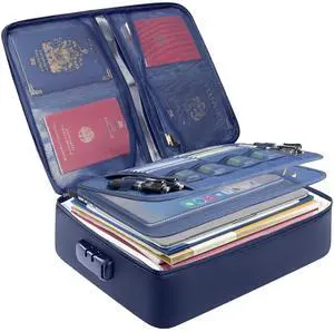 Fireproof Document Box with Lock, Waterproof Fire Safe File Bag Fire Proof Certified, Waterproof Dual Zippers, Combination Lock, Multi-Compartment Storage, File Organizer for Home Office Fireproof Document Box with Lock, Waterproof Fire Safe File Bag Fire Proof Certified, Waterproof Dual Zippers, Combination Lock, Multi-Compartment Storage, File Organizer for Home Office