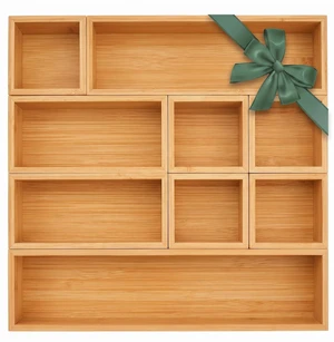 Bamboo Drawer Organizer Set, 9 PCS Wood Storage Organizers Multi-Use Junk Drawer Divider, Storage Trays Containers for Kitchen, Bathroom, Office Desk, Makeup, Jewelry, Utensils Bamboo Drawer Organizer Set, 9 PCS Wood Storage Organizers Multi-Use Junk Drawer Divider, Storage Trays Containers for Kitchen, Bathroom, Office Desk, Makeup, Jewelry, Utensils